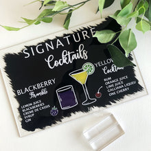 Load image into Gallery viewer, Signature drinks acrylic bar sign.