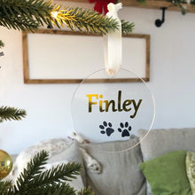 Load image into Gallery viewer, Pet Christmas bauble tree decoration with paw prints. FREE shipping