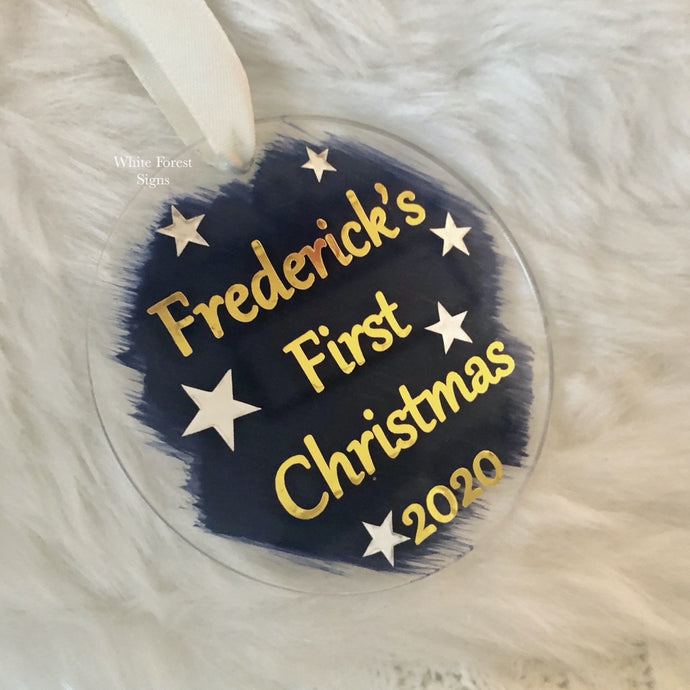 Personalised Babies first Christmas bauble tree decoration. FREE shipping