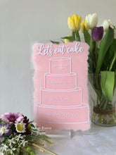 Load image into Gallery viewer, Four tier cake flavour sign.