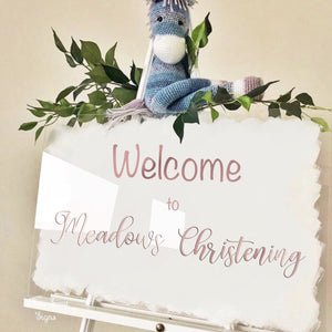 Christening welcome sign