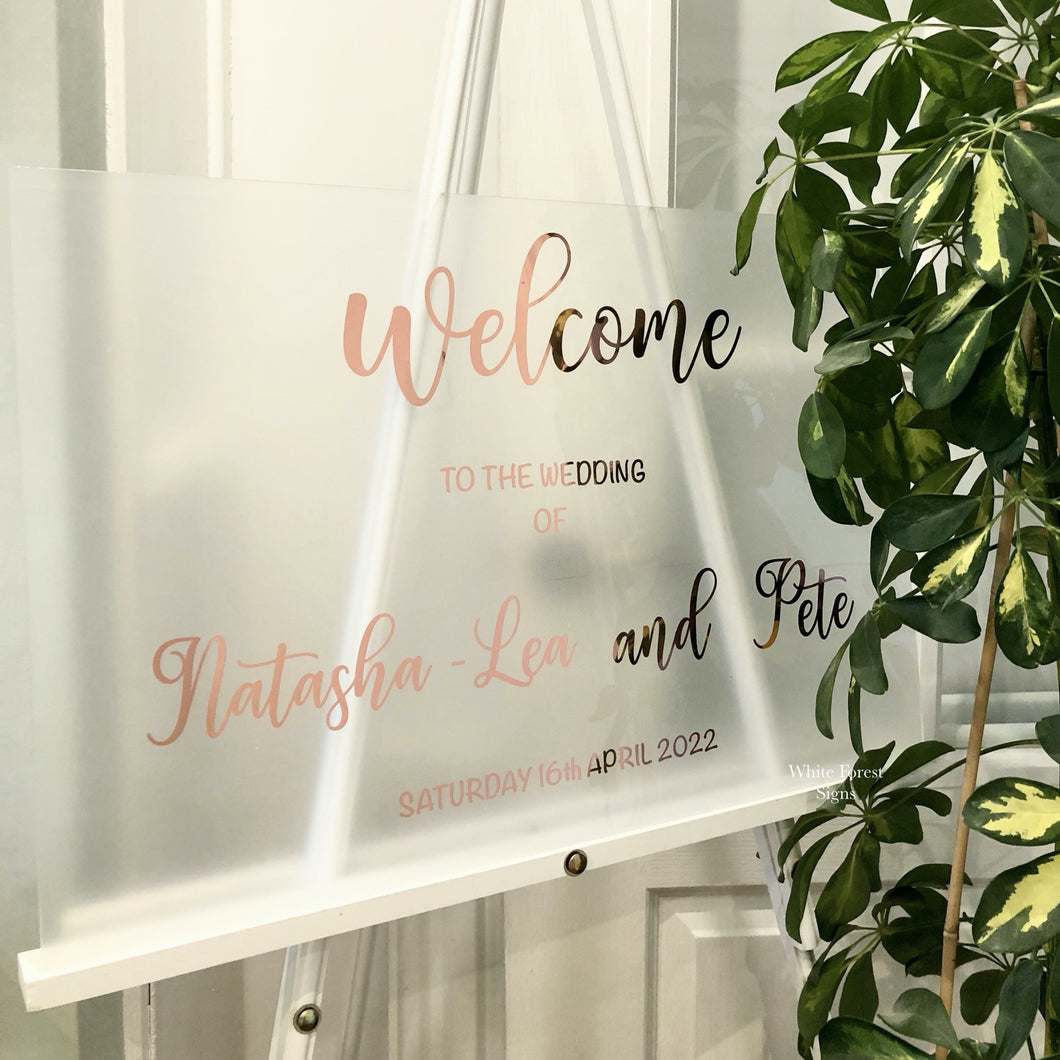 Frosted Welcome sign
