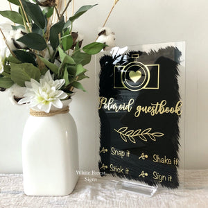 Polaroid guestbook acrylic sign