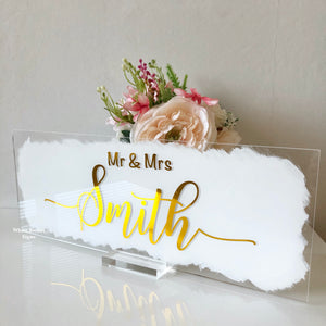 Mr and Mrs top table sign