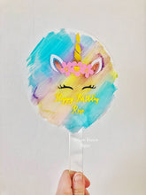 Load image into Gallery viewer, Unicorn, birthday cake topper. Personalised with any name