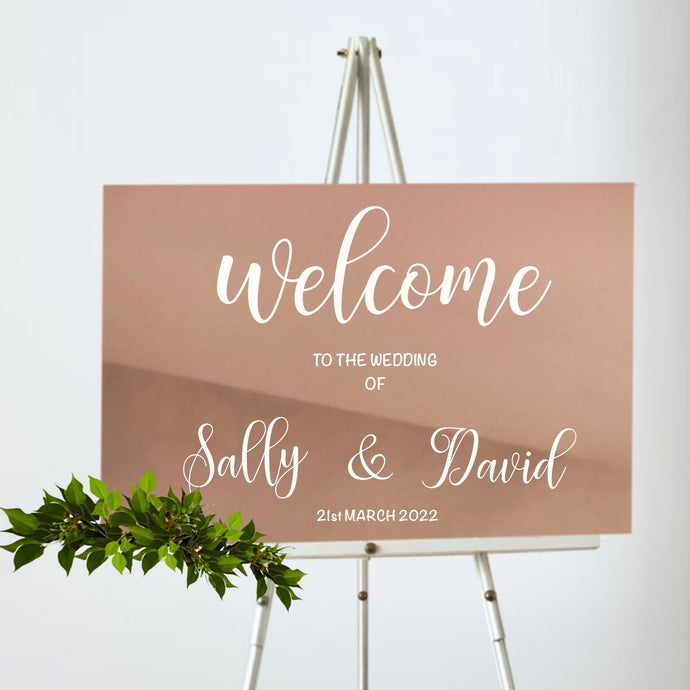 Mirrored Welcome sign