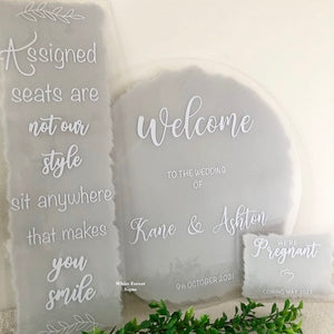 Assigned seats acrylic sign