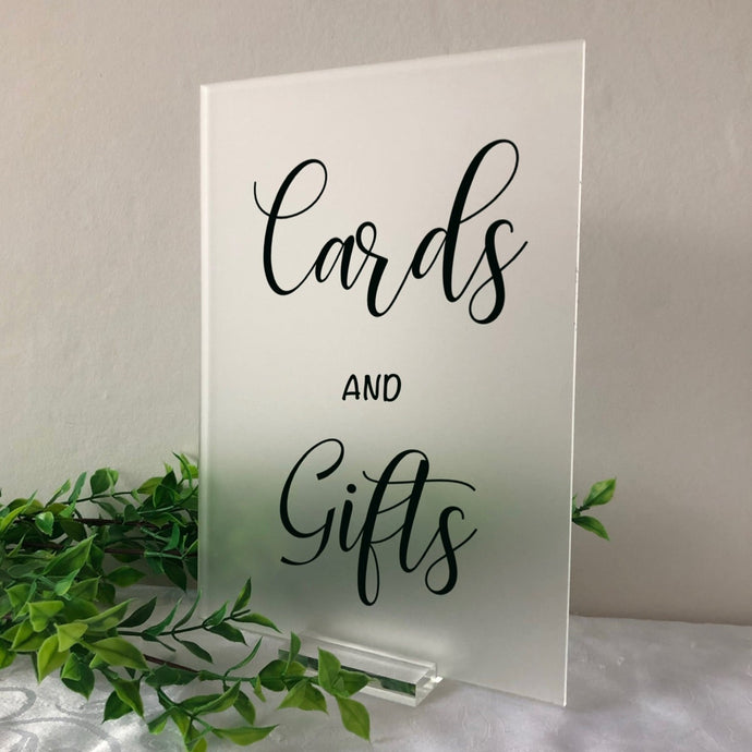 Frosted Cards and gifts wedding sign