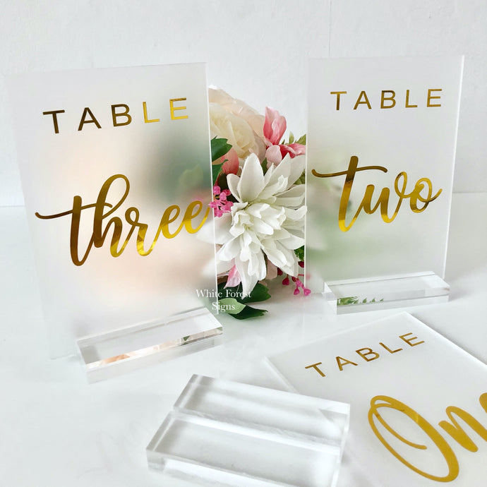 Frosted table numbers