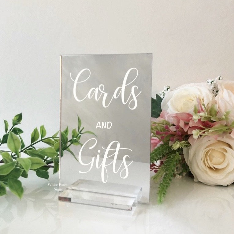 Mirror Cards and gifts wedding sign