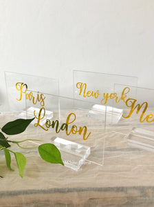 Table names. Clear, Frosted or with a painted back!