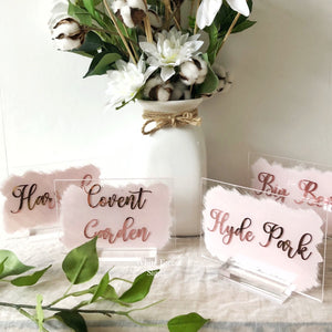 Table names. Clear, Frosted or with a painted back!